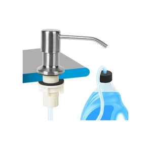 Soap Dispenser with 101 cm Extension Hose for Kitchen Sinks (Silver) - Fossa Home