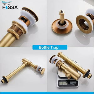 12 inch Stainless Steel Gold Bottle Trap with Flange and Pop up Coupling - Fossa Home
