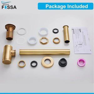 12 inch Stainless Steel Gold Bottle Trap with Flange and Pop up Coupling - Fossa Home