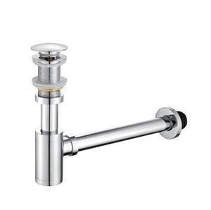 12-inch stainless steel silver bottle trap with flange and pop-up coupling