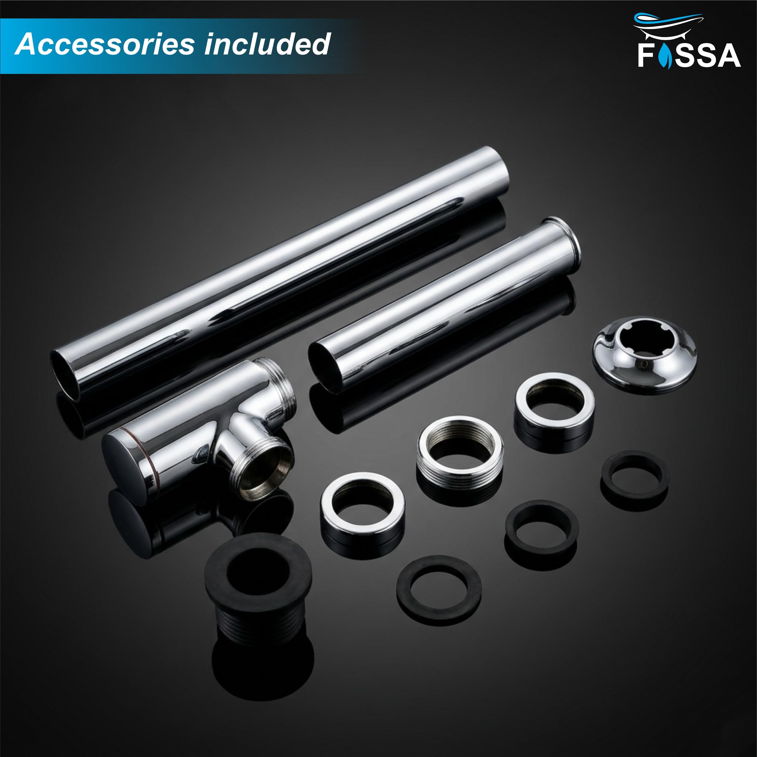 12 inch Neo Brass Silver Bottle Trap with Flange