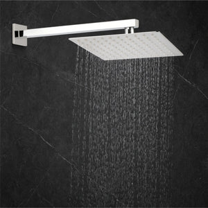 Ultra (8x8 Inches) 304- Grade Stainless Steel Chrome Finish Overhead Shower With Arm (15 Inch) - Fossa Home