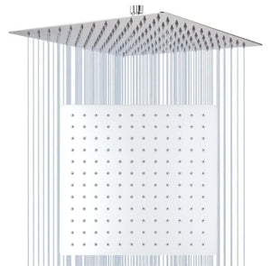 Ultra (12x12 Inches) 304- Grade Stainless Steel Chrome Finish Overhead Shower Without Arm - Fossa Home