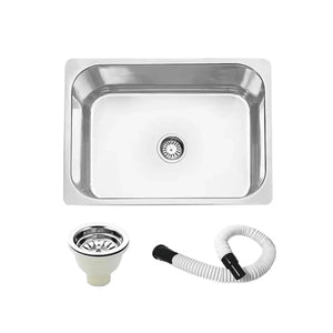 premium Indian (22"x18"x08") Inch Single Bowl Kitchen Sink Scratch-Resistant Glossy Finish - Fossa Home