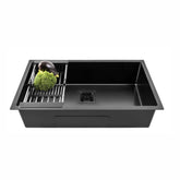 Premium Handmade (27 x 20 x 10) Inch Stainless Steel Single Bowl Black Kitchen Sink