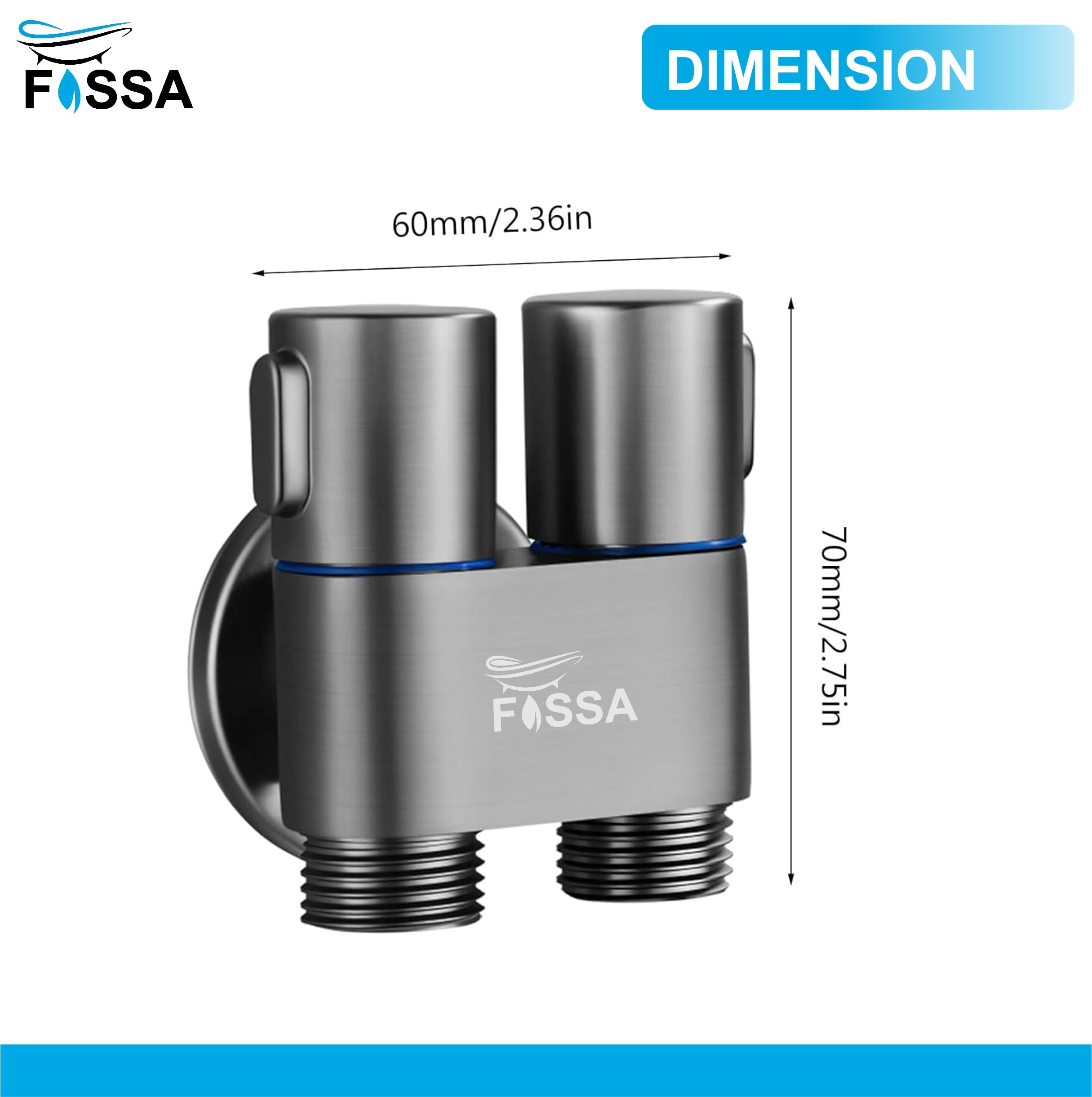 2 in 1 Brass Angle cock Black For Use multi Purpose - Fossa Home