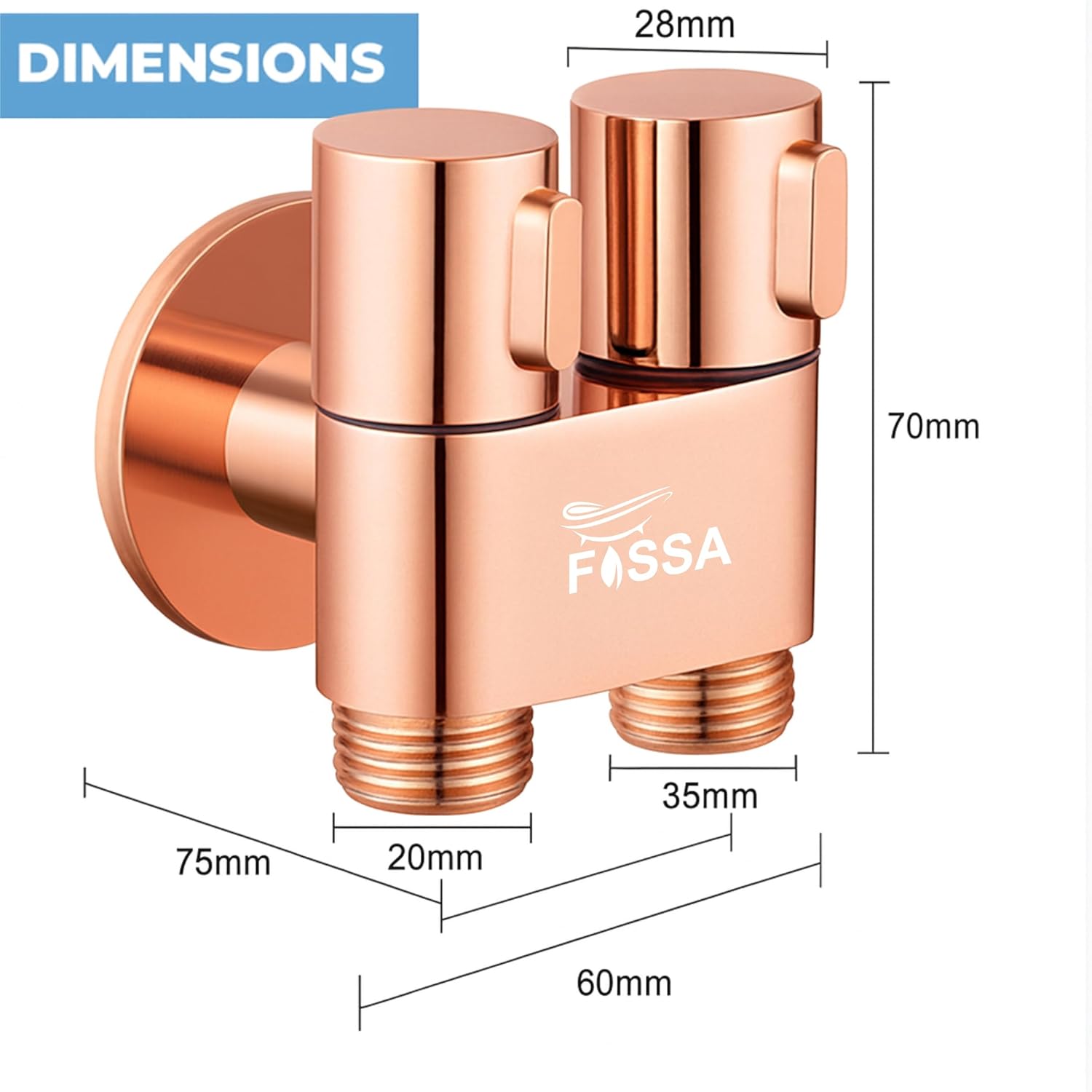 2 in 1 Brass Angle cock Rose gold For Use multi Purpose - Fossa Home
