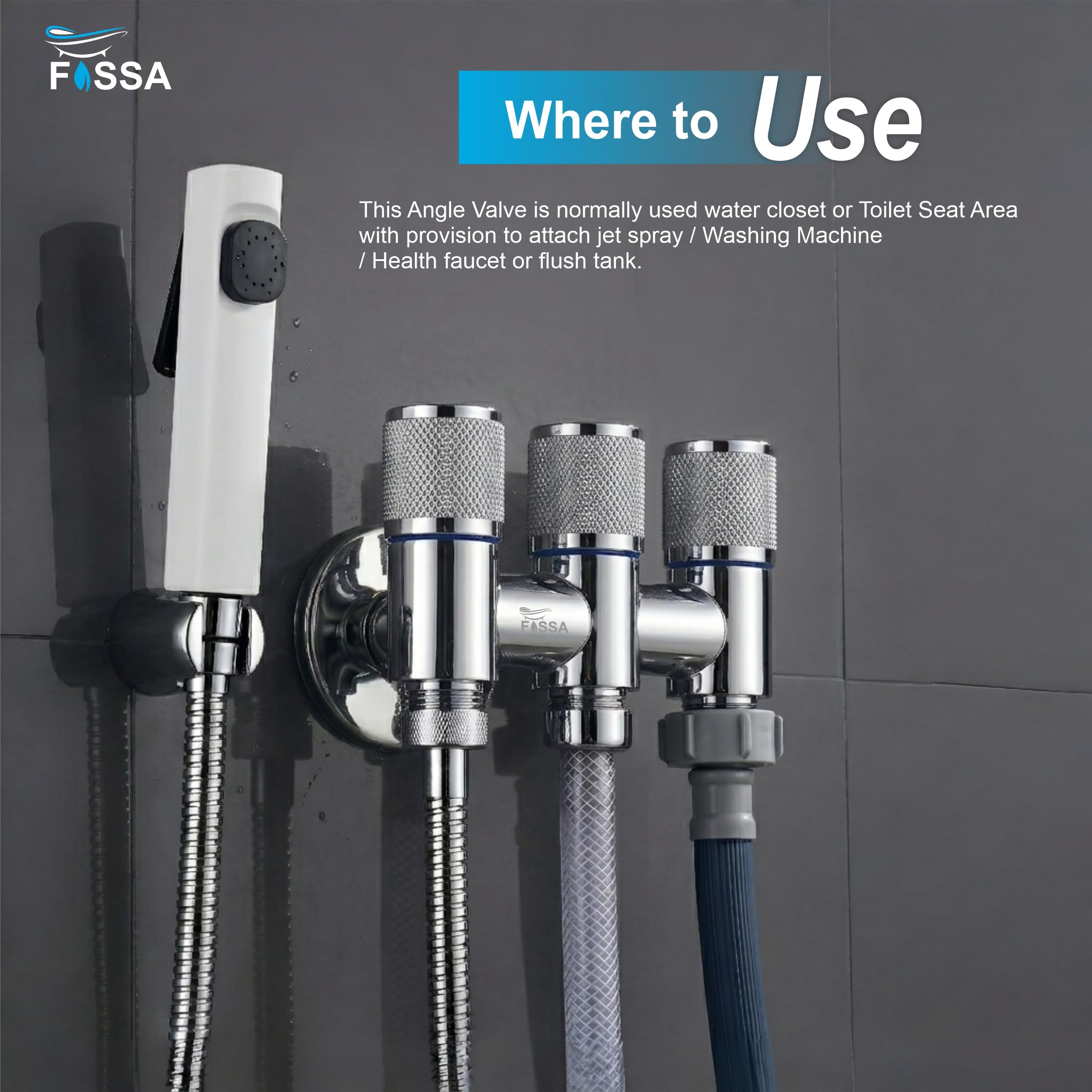 3 Way Laundry Faucet Silver Stainless Steel Angle Valve