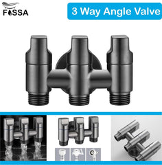 3 - Way Water Injection Angle Valve, Single Inlet and Three Outlet Angle Valve Three Way Multifunction Valve for Bathroom (Black) - Fossa Home