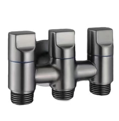 3 - Way Water Injection Angle Valve, Single Inlet and Three Outlet Angle Valve Three Way Multifunction Valve for Bathroom (Black) - Fossa Home
