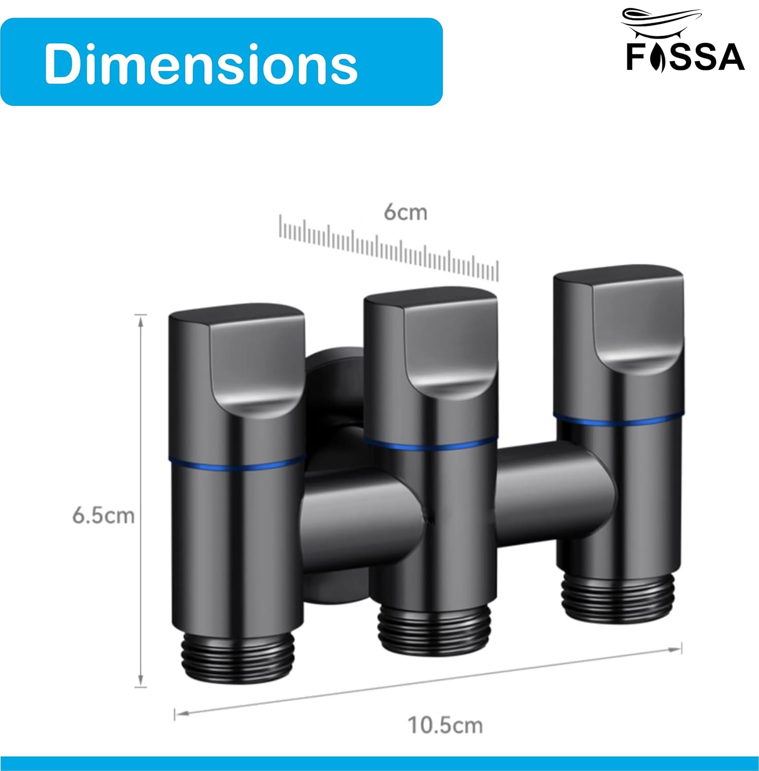 3 - Way Water Injection Angle Valve, Single Inlet and Three Outlet Angle Valve Three Way Multifunction Valve for Bathroom (Black) - Fossa Home