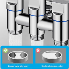 3 - Way Water Injection Angle Valve, Single Inlet and Three Outlet Angle Valve Three Way Multifunction Valve for Bathroom (Silver) - Fossa Home