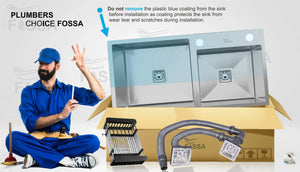 304 Handmade (45"x20"x10'') inch Stainless Steel Double Bowl Silver Kitchen Sink With Tap Hole - Fossa Home