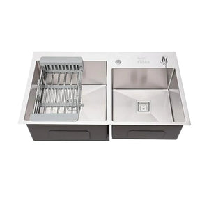 304 stainless steel double bowl kitchen sink silver 32x18x10 inch with tap hole