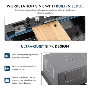 30x18 inch piano style waterfall kitchen sink for modern kitchens