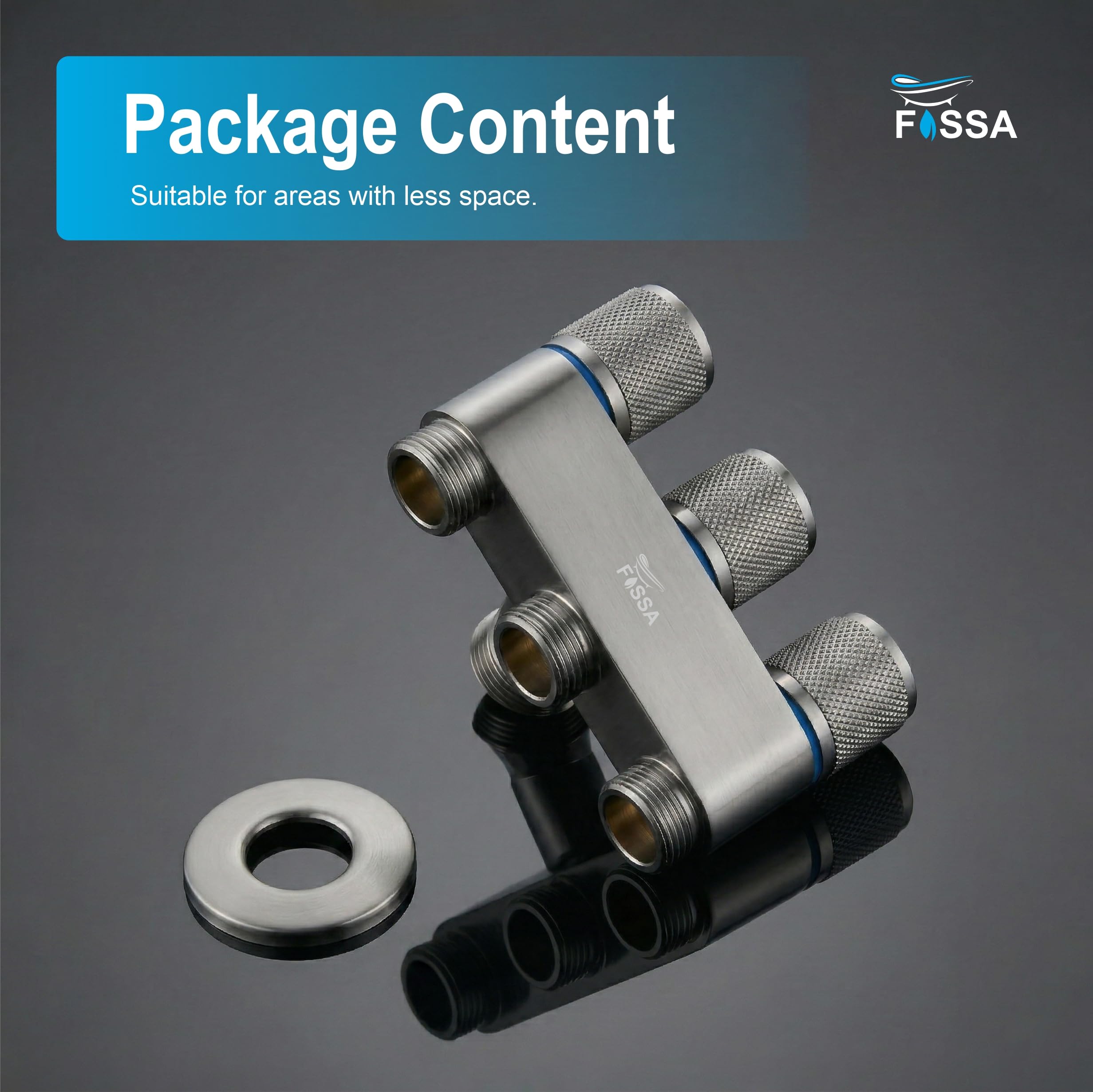 Galaxy 3 Way Grey Stainless Steel Laundry Angle Valve Without Nozzle