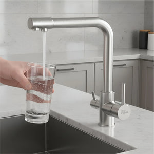 3-in-1 Brass Stainless Steel Kitchen Mixer Faucet with RO Drinking Water Tap Silver - Fossa Home