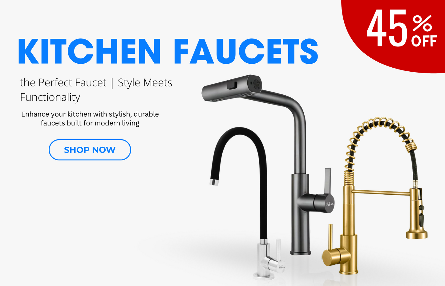 Fossa Integrated Waterfall Faucet Taps in-Built Shower Hot & Cold Water Supply and Pull-Out Faucet Taps 3 Way Multifunction Oprating Silver