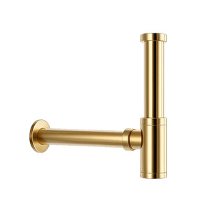 12 inch Stainless Steel Gold Bottle Trap with Flange - Fossa Home