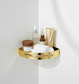 Caddy Stainless Steel Corner Shelf (Gold) - Fossa Home