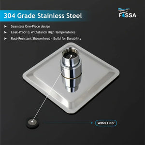 Colva (4x4 Iches) 304- Grade Stainless Steel Chrome Finish Overhead Shower With Arm (9 Inch) - Fossa Home