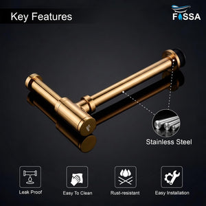 12 inch Stainless Steel Gold Bottle Trap with Flange - Fossa Home
