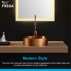 (15x15x4) Inch Rose Gold Wash Basin 304 Stainless Steel Wash Basin Table Top For Bathroom