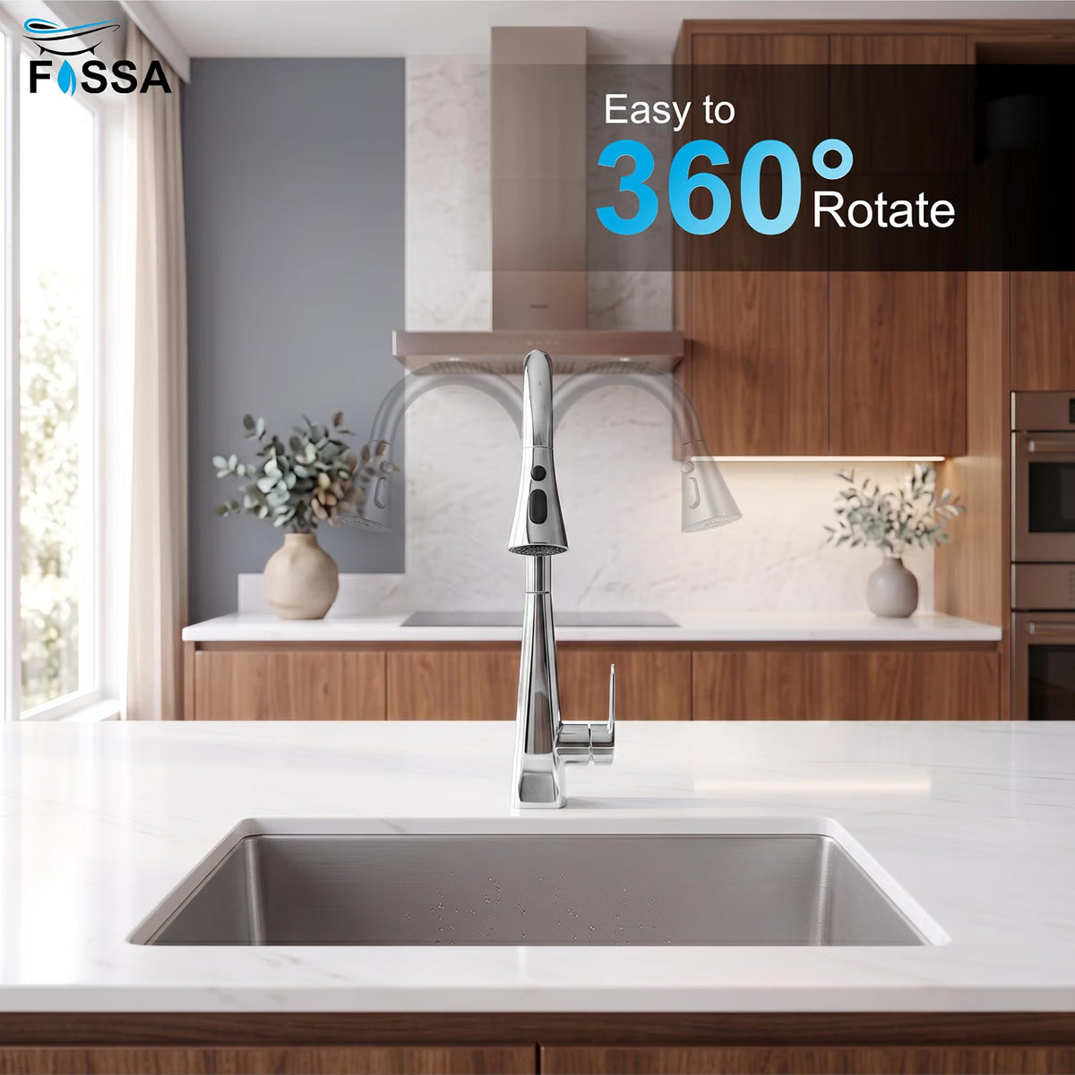 Vega Single-Flow 360° Hot & Cold 304 Stainless Steel Kitchen Mixer Faucet Chrome