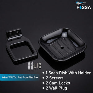 Ceramic Black Unbreakable Soap Dish Square Glossy Finish (RB-111) - Fossa Home