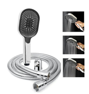 Thunder 3 Sprey Modes Black Finish Hand Shower With 1.5 Meter 304- Grade Stainless Steel Hose Pipe & Hook - Fossa Home