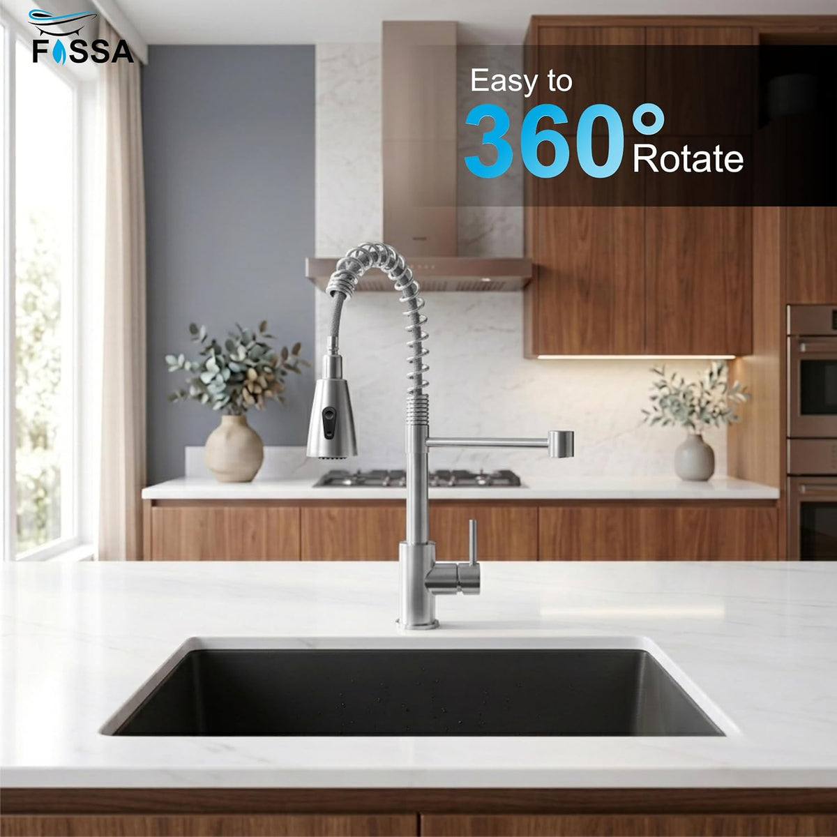 Ripple Two-Flow Heavy SUS 304 Pull-Out 360° Hot & Cold Kitchen Mixer Faucet Chrome