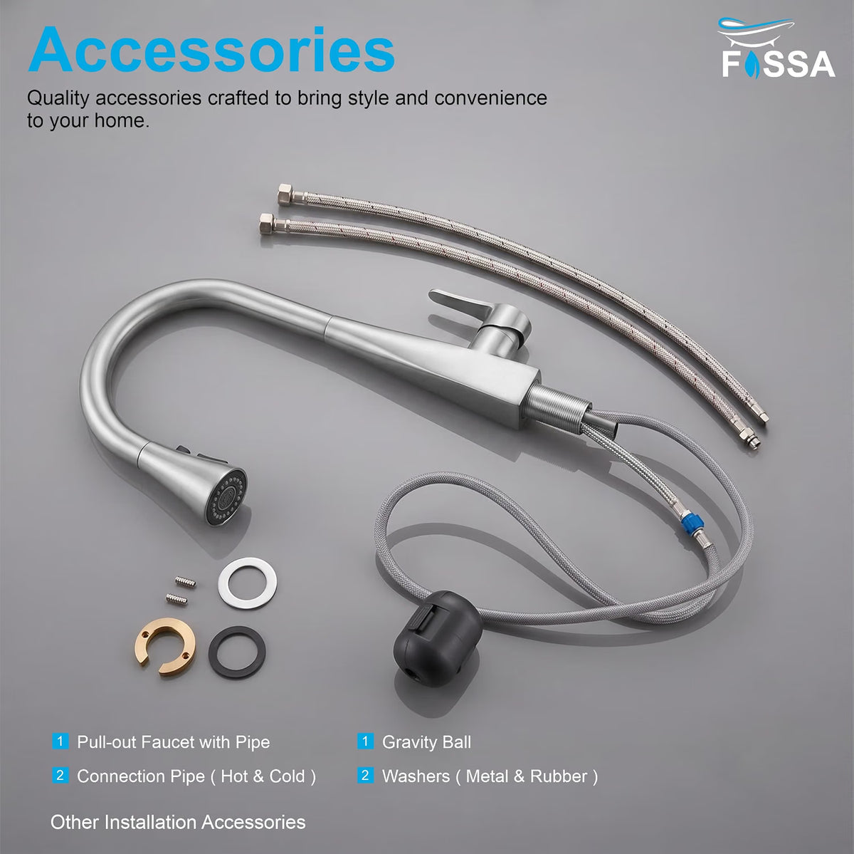Vega Single-Flow 360° Hot & Cold 304 Stainless Steel Kitchen Mixer Faucet Silver