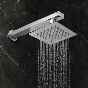 Ultra (4x4 Inches) 304- Grade Stainless Steel Chrome Finish Overhead Shower With Arm (9 Inch) - Fossa Home