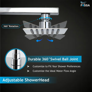 Ultra (4x4 Inches) 304- Grade Stainless Steel Chrome Finish Overhead Shower With Arm (9 Inch) - Fossa Home