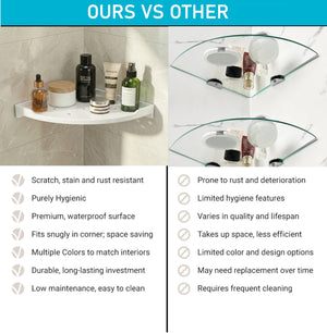 White Corner Wall Shelf 9 inch Unbreakable Abs Ceramic Finish (RW-133) - Fossa Home