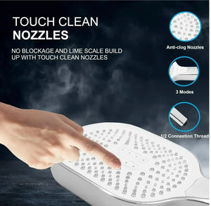 ABS White Hand Shower with 3 Spray Modes High-Pressure Bathroom Shower Head White - Fossa Home