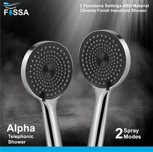 bathroom hand shower chrome finish alpha 2 mode with steel hose and holder