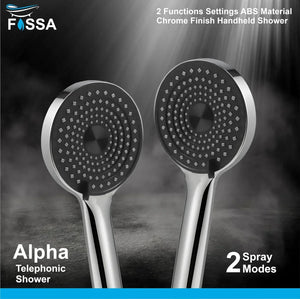 Alpha 2 Sprey Modes Chrome Finish Hand Shower With 1.5 Meter 304- Grade Stainless Steel Hose Pipe & Hook - Fossa Home