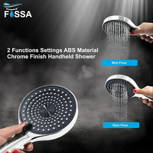 Alpha Handheld Shower ABS Rain Showerhead, 2 Water Outlet Mode Black-Chrome - Fossa Home