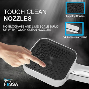 Fossa Alpha Wave Hand Shower – Handheld Shower Head with 2 Spray Modes, ABS Body, | Chrome Finish for Modern Bathrooms only hand shower - Fossa Home