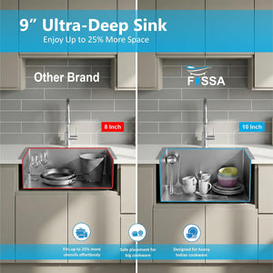 10 inch deep single bowl stainless steel kitchen sink for washing large pots and heavy cookware