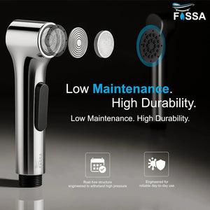 Aqua Silver ABS Health Faucet with 1 Meter 304-Grade SS Hose Pipe & Hook - Fossa Home