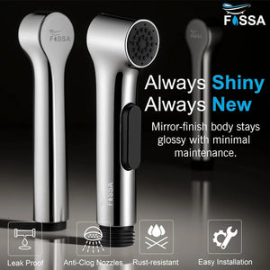 Aqua Silver ABS Health Faucet with 1 Meter 304-Grade SS Hose Pipe & Hook - Fossa Home