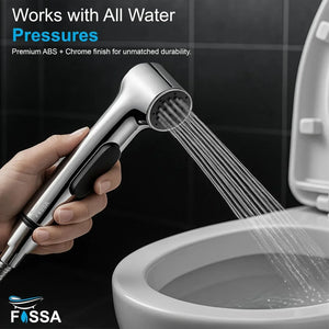 Aqua Silver ABS Health Faucet with 1 Meter 304-Grade SS Hose Pipe & Hook - Fossa Home