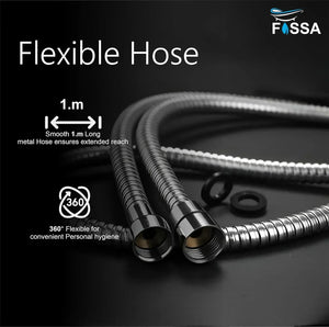 Aqua Silver ABS Health Faucet with 1 Meter 304-Grade SS Hose Pipe & Hook - Fossa Home