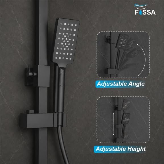Aspire Thermostatic Rainfall & Waterfall Shower Panel Set Brass (Black)