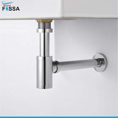 Fossa 304 Stainless Steel Bottle Trap Set with Waste Outlet Pipe for Bathroom Wash Basin/Kitchen Sink (Bottle Trap with Coupling) (Silver)