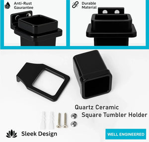 modern bathroom black brush holder unbreakable ABS square design