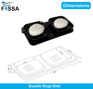 abs unbreakable double soap dish black rectangular ceramic finish for bathroom