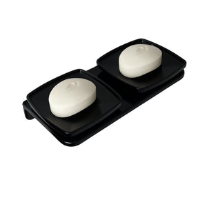 black double soap dish unbreakable abs rectangular ceramic finish bathroom accessory